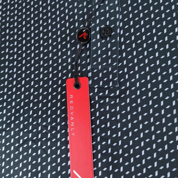 Redvanly PUREpoly Pascal Polo Shirt Mens Large Black Geometric Golf Performance - Picture 11 of 16